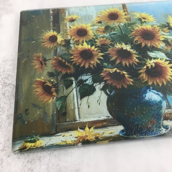 Rustic Sunflower Oil Painting Glass Cutting Board - Picture 8 of 13
